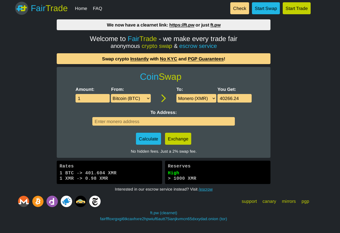 FairTrade interface